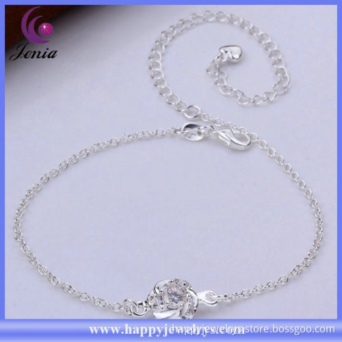 New elegant design charm anklet 925 silver plated cheap foot jewelry anklet (CA035-B)